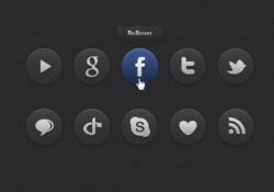 Набор тёмных социальных иконок PSD