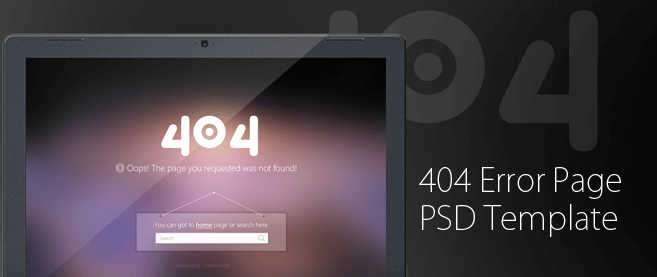 Необычный PSD макет ошибки 404