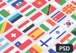Иконки флагов 100 стран в PSD формате