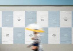 Glued Posters on Outdoor Wall Mockup