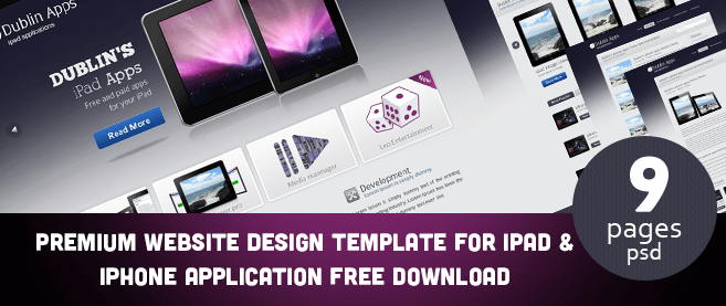 Шаблон веб сайта для iPad и iPhone приложений